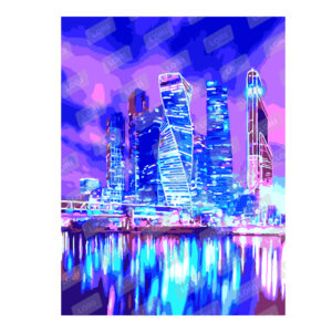 Кпн-127 Картина по номерам на картоне 28,5*38 см "Москва-сити"