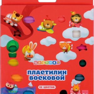 Цветик Набор пластилина воскового детского со стеком, 180 г, 12 цв.