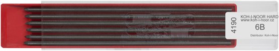 Стержни "KOH-I-NOOR" 4190/6В для черчения, технического рисования, ретуширования L=120 мм, D=2 мм, 12 шт/уп