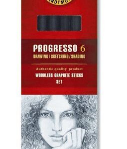 Набор карандашей чернографитных Progresso "KOH-I-NOOR" 8915 (8В, 6В, 4В, 2В, НВ, акварель), без дерева, в лаке, в картонной коробке, 6 шт